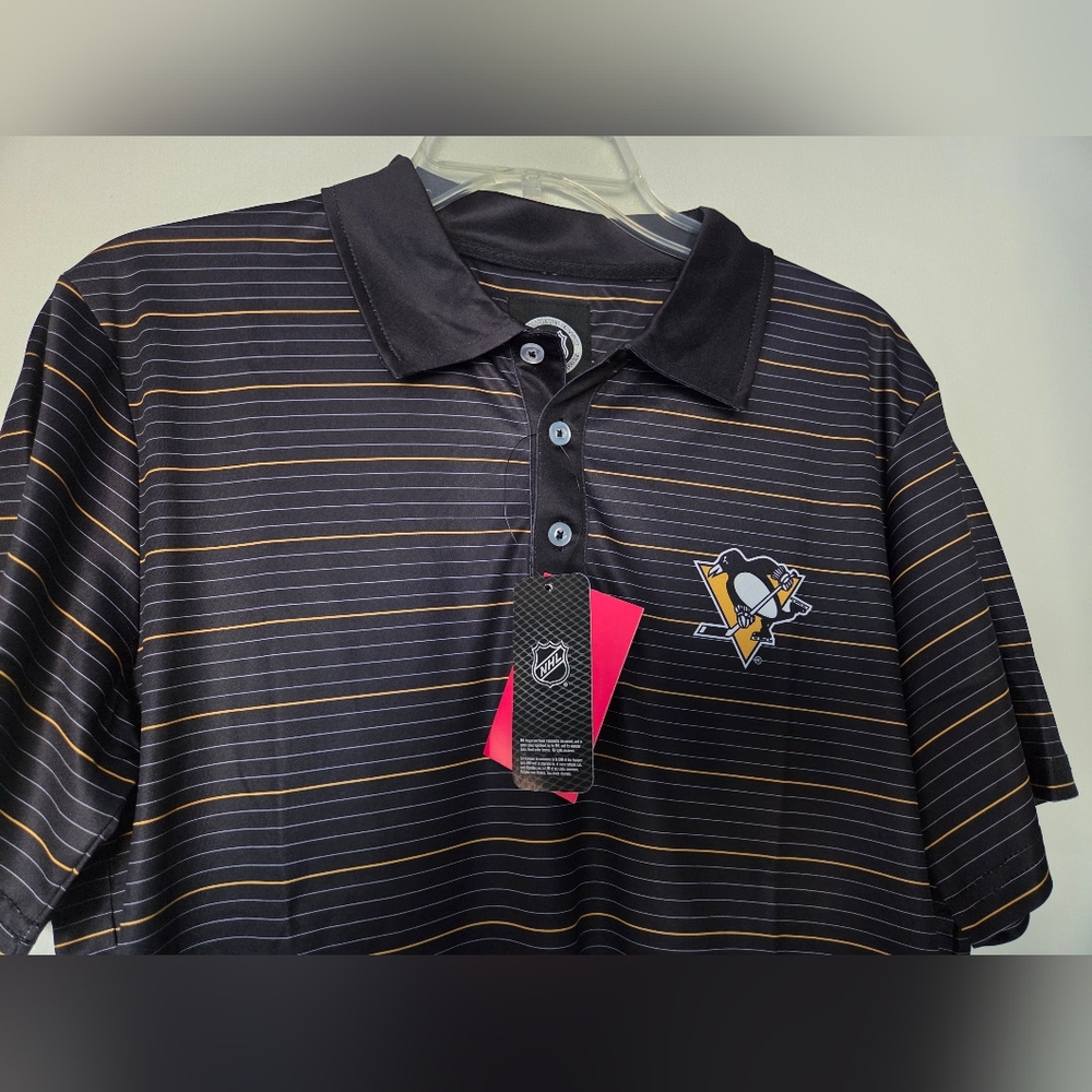 NHL Pittsburgh Penguins Striped Polo Shirt